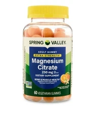 Spring Valley Magnesium Gummies Bone & Muscle 250 mg Orange Vanilla Flavor 60 Ct