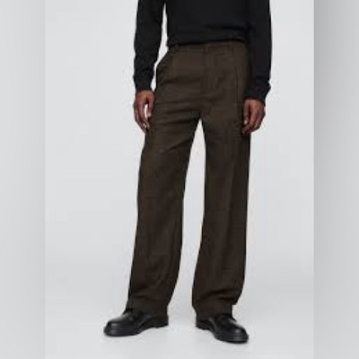 Gap 365 Wool-Blend Relaxed Trousers Size 34x30 90s Loose Houndstooth