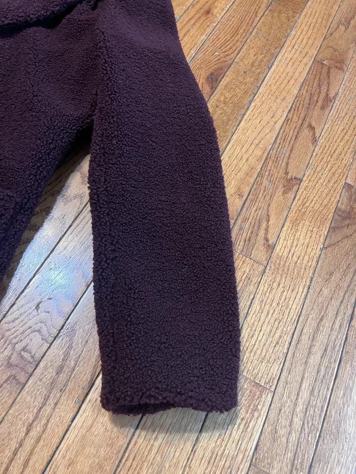 Женщин средний бордовый бордовый бордовый French Connection шерпа флис длинный бушлат новый без ЯРЛЫКОВ - Изображение 4 из 4