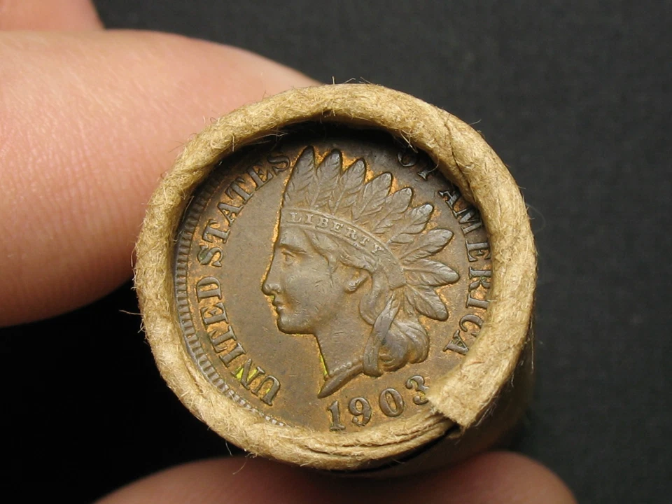 25 COIN ROLL SHOTGUN PENNY INDIAN HEAD CENT XF-AU 1800-1900's FULL LIBERTY LOT - Image 3 of 4