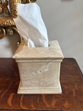 Vintage Beige/Cream Marble Tissue Box Cover From Pakistan