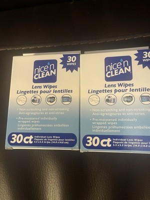 2 Box Nice 'N Clean LENS WIPES Pre-Moistened Non-scratching Non-streaking ~ 30ct