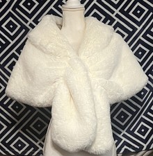 Caracilia Ivory Faux Fur Shawl Wrap Stole Winter Bridal Wedding Cover Up ECU