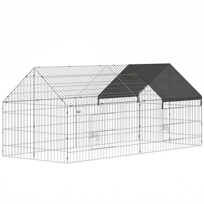 Metal Chicken Coop w/ Cover for Backyard Small Animals Duck Rabbit 71'' x 29.5''