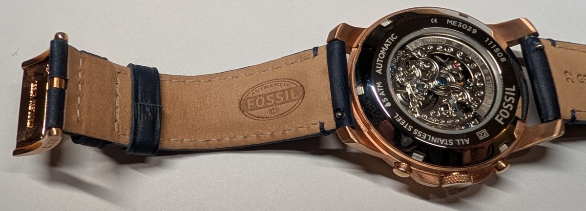 Fossil Men's ME3029 Grant, Automatic Watch, Rose Gold with Blue