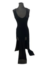 90 s Y2K K T O O Velvet Maxi Dress Whimsigoth Witchy 2 Front Slit Sz M