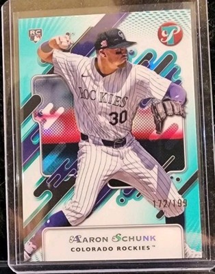 Aaron Schunk 2025 Topps Pristine #108 Aqua /199 Rookie RC Colorado Rockies