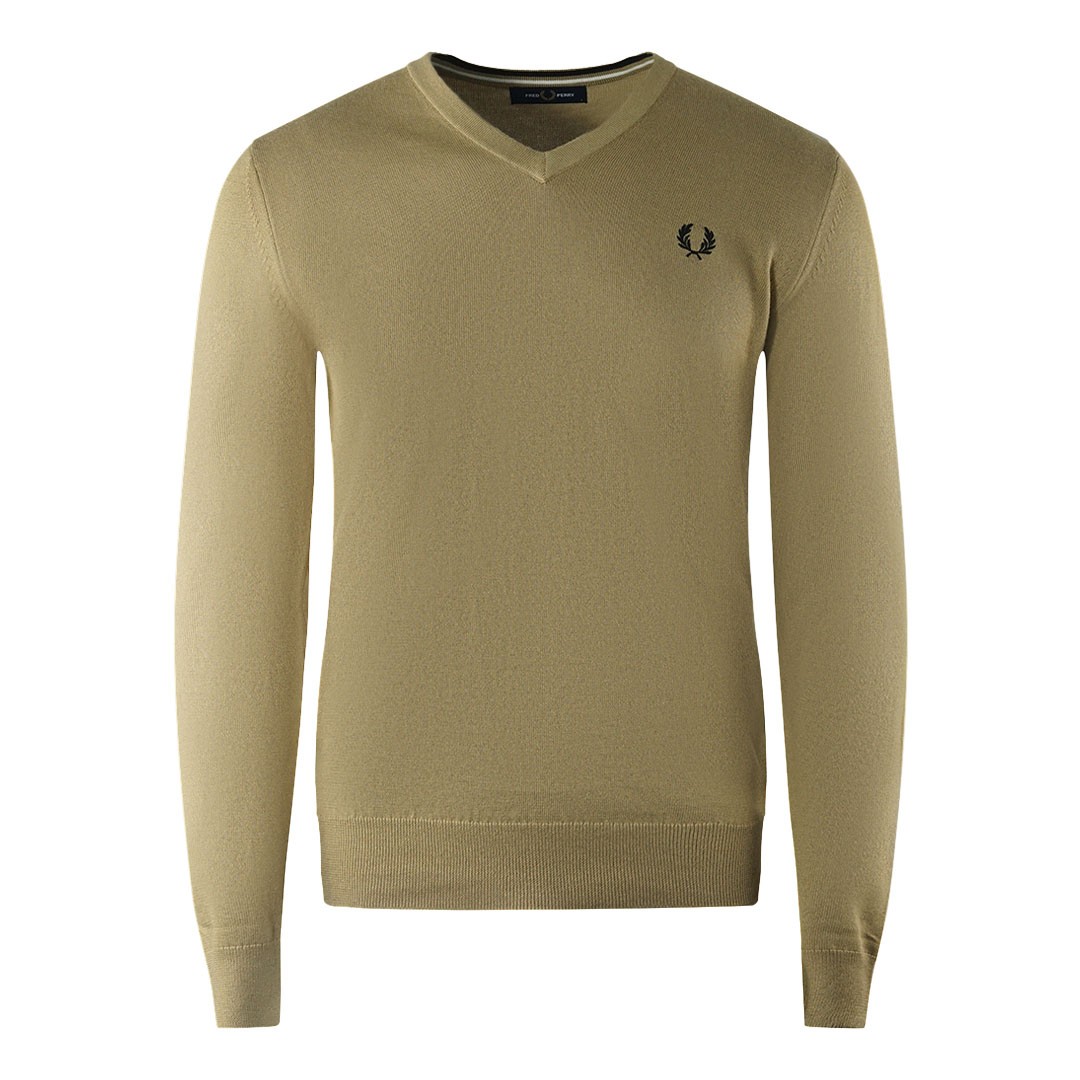 Классический светло-коричневый джемпер Fred Perry с V-образным вырезом 29290₽