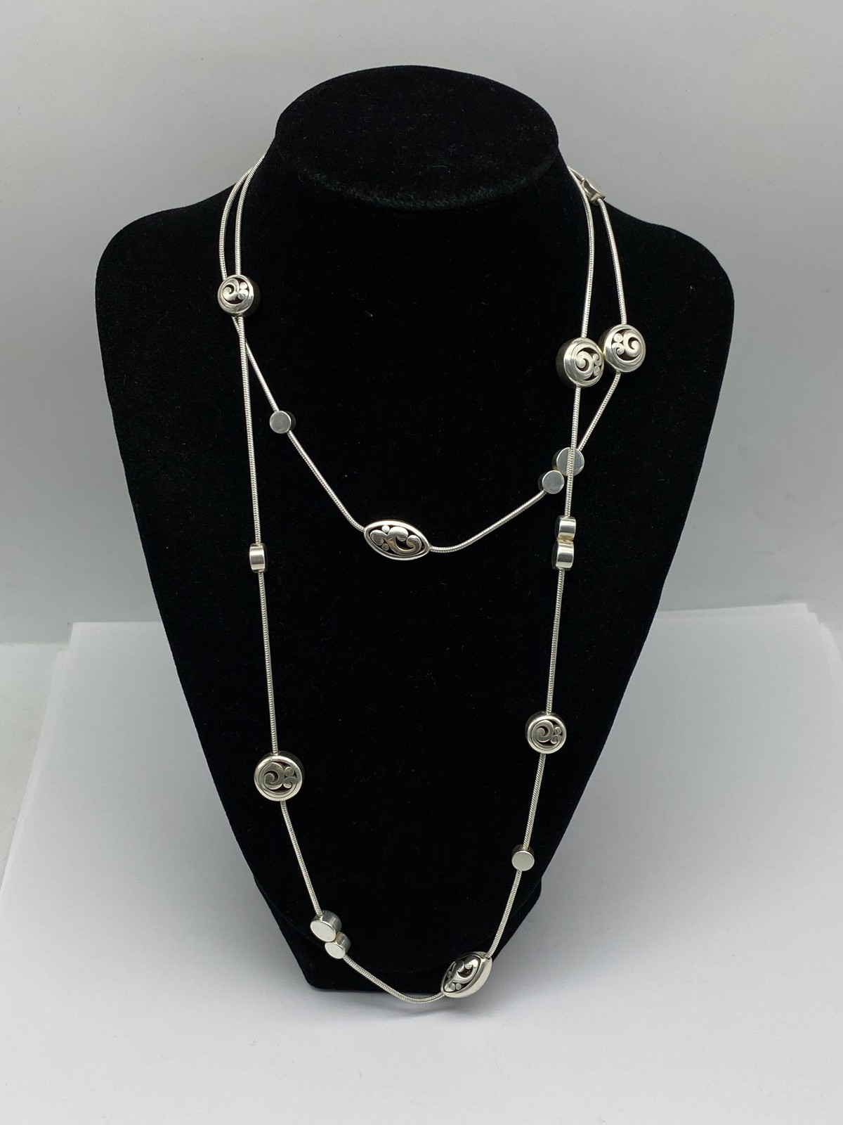 Brighton Silver Scroll Work Station Necklace 59.1g - image 6