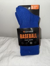 SofSole 2 Pair Youth Small Blue All Sport Select Baseball Performance Socks New