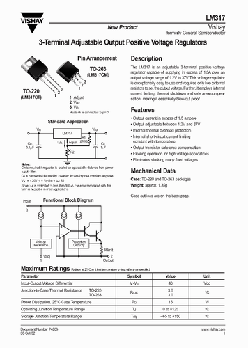 5pcs LM317T LM317 Adjustable Linear Voltage Regulator IC 1.2V to 37V 1.5A - Picture 8 of 8
