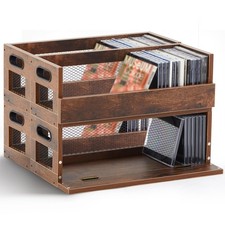Jetec 4 Set Retro CD Storage Box, Holds 144 CDs 36 Each , Vintage Brown Met...