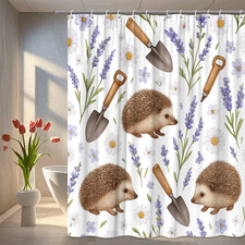 Cute Hedgehog Floral Shower Curtain - Garden Theme Decor