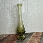 Fenton Green Swag Bud Vase Raised  Rose Pattern, 9.5” Petal Base
