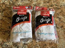Lot of 2 Vintage Hanes Boys Briefs Size 12 NEW 3-Pack 1997
