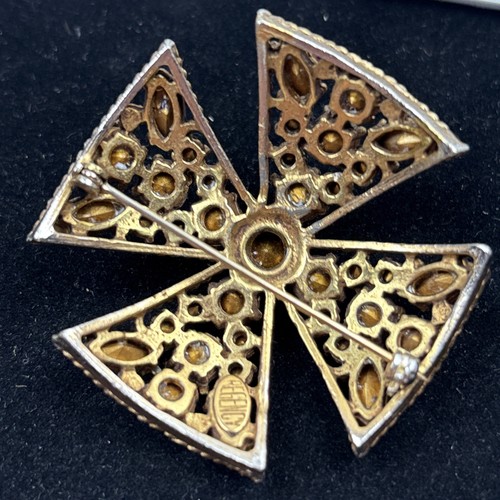 Vintage Regency Rosa Strass Kristall Malteser Kreuz Anstecknadel Brosche - Bild 5 von 9