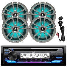 JVC KDT92MBS Marine CD Radio Receiver, 4x 6.5" 225W LED Speaker, USB/AUX Adaptor