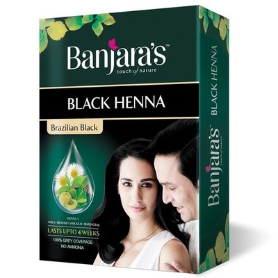 Banjara's Black Henna Brazilian Black - Rich Hair color 54 Gramm kostenloser ...
