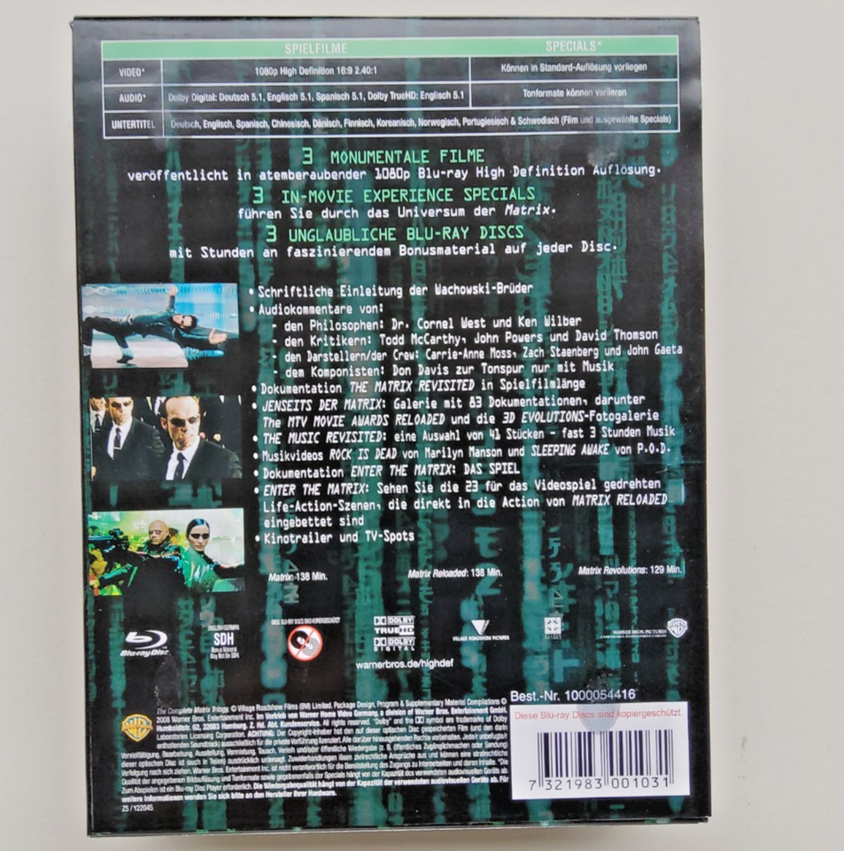 Matrix - The Complete Trilogy Blu-ray [3 Disc Box] seltene Sammler ...