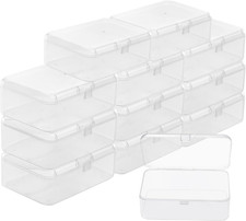 Plastic Storage Boxes 12 Pack Small Clear Hinged Lid Mini Containers L9 x W6 cm