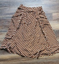 Vtg  Hunters Run Brown Polka Dot Maxi Skirt USA Ladies ILGW UNION Workwear Sz L