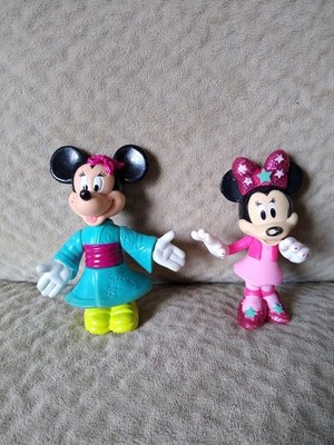 Minnie Mouse Figure Lot:Pink Sparkle & Epcot Center Japan Japanese Kimono Disney