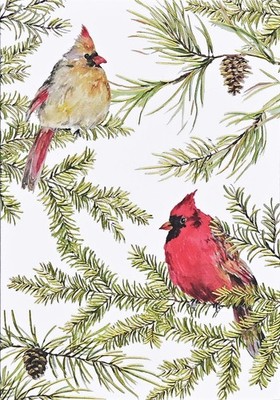 Cardinals in Evergreen Small Boxed Holiday Cards (20 cards, 21 self-sealing enve