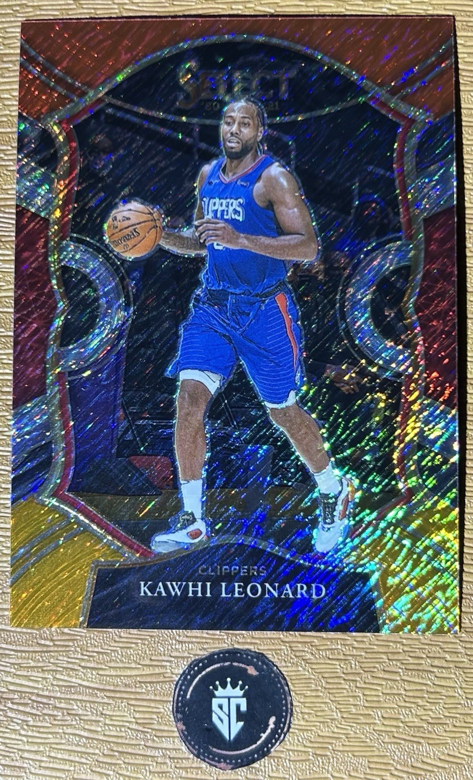 Kawhi Leonard 2020-21 Select Concourse Red White & Orange Shimmer Prizm #37