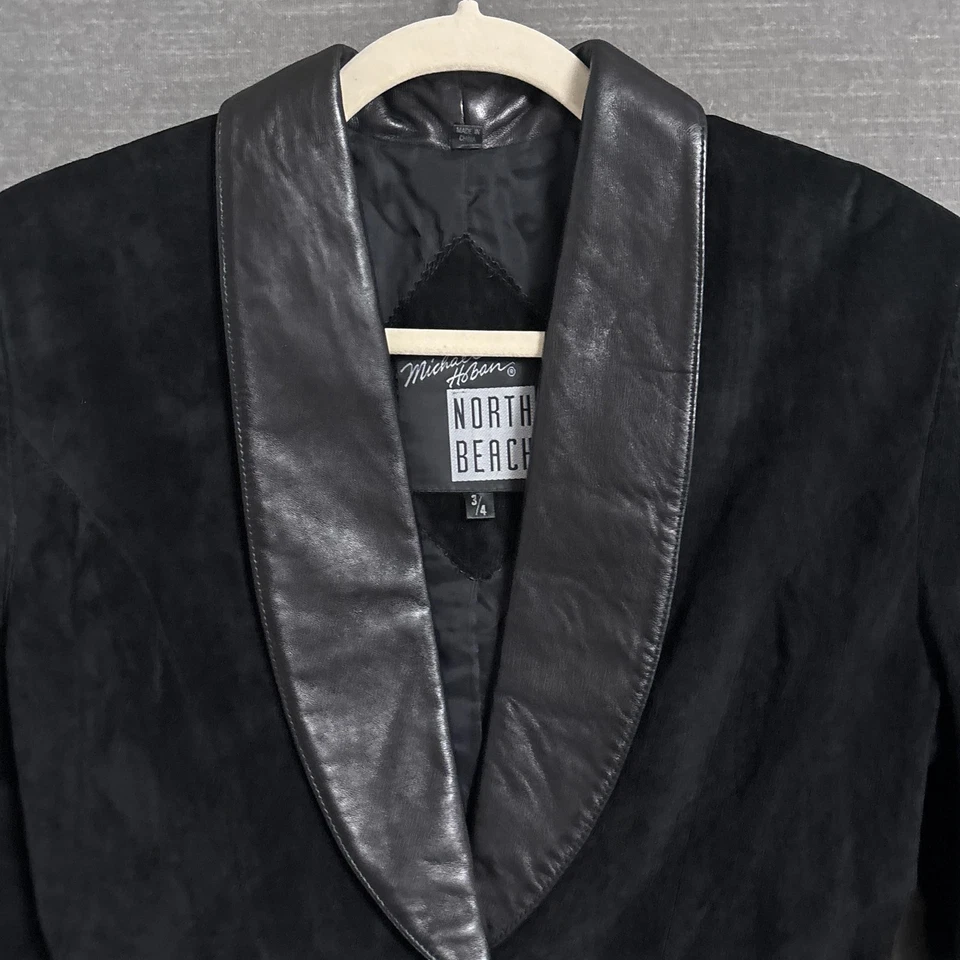 Vintage Michael Hoban North Beach Jacket 4 Black Suede 80s 90s Western Blazer - Image 4 of 4