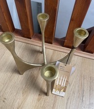 NEXT Gold taper candle holder 20cm/ decorative Metal ornament for living room 