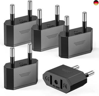 US to EU Adapter, 2 Pin Ancable Travel Plug to EU, Pack of 5 Germany Europe