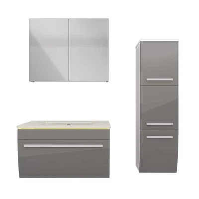 Badmöbel Set Gently 3 V2-R Weiß/Grau Badezimmermöbel Badspiegel Waschtisch 70 cm - Bild 1 von 4