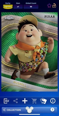 DIGITAL TOPPS DISNEY COLLECT Russell LEGENDARY CHROME GREEN WAVE /99 Read