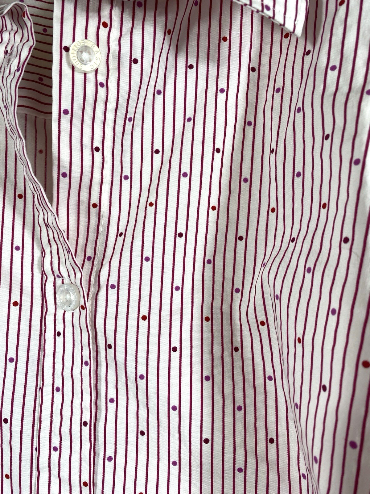 Basic Editions Blouse Top 3X Button Up White Red … - image 5