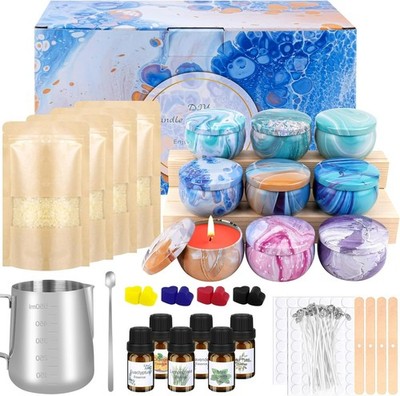Kerzenherstellungsset für Erwachsene DIY Duftkerze mit 9 Kerzendosen, 4 Bienenwachs, 8...