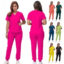 Nurse Uniforms V-neck Top Jogger Pants Scrub Set Surgical Workwear Suit Hospital