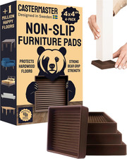 Non-Slip Furniture Pads for Hardwood Floors - 4" X 4" Brown Pack of 4 - Anti-Ski