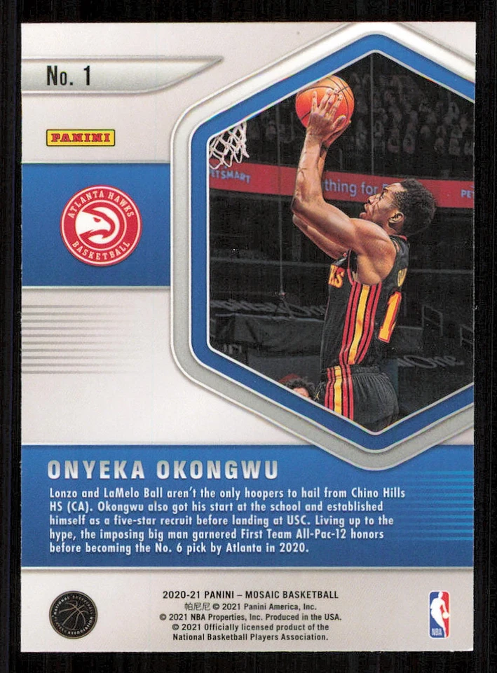 2020-21 Panini Mosaic Blue Chips #1 Onyeka Okongwu - Image 2 of 2