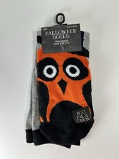 Halloween HOO Orange Owl Novelty Crew Socks Size 4-10