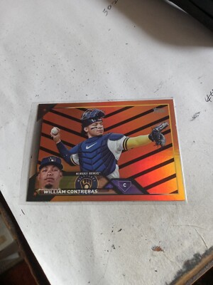 William Contreras s p orange tiger stripes, Sp Milwaukee Brewers 2023 Topps