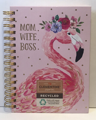 Clementine Paper Mom. Wife. Boss. Floral Flamingo Journal Spiral Lined Notebook