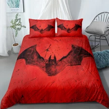 Single Double Queen Super King Bed Quilt Doona Duvet Cover Set Batman Bat Light
