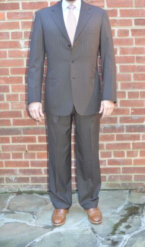 $8000 Brioni Super 150s Parlamento Brown Pinstripe 3-Button Suit w/Surgeon Cuffs - Picture 1 of 14