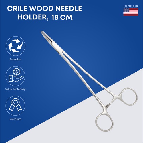 Crile Wood Needle Holder 18 cm Stainless Steel Surgical Instruments Germen Grade - Picture 2 of 2