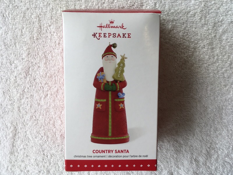 Country Santa 2015 Hallmark Ornament  Santa Claus  Noel  Red Sweater  Bird  Gift