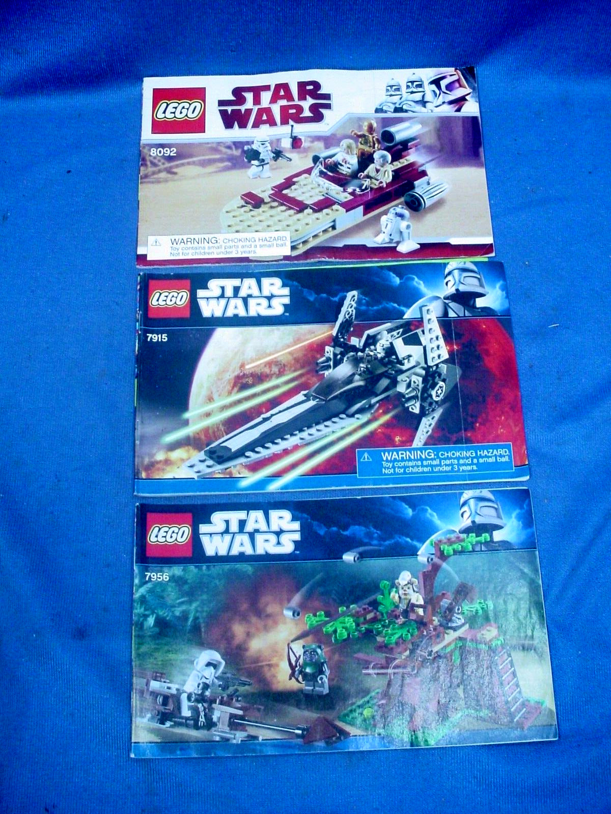 3 Lego Manuals- Star Wars 7956, Star Wars 7915, Star Wars 8092 V-NICE
