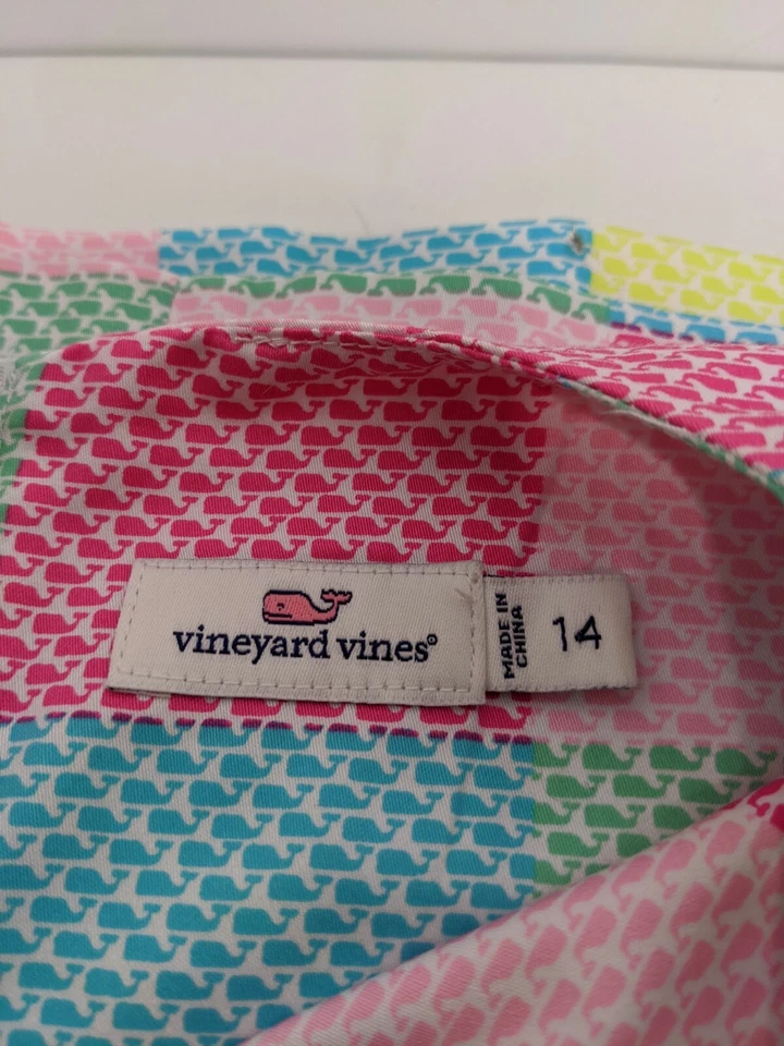 Vineyard Vines Slip Dress, Cotton Logo Patchwork Print, Girls Size 14 - Image 3 of 4