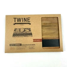 Twine Rustic Elegance Wood With Natural Slate Board Cheese/Charcuterie 10" x 7"