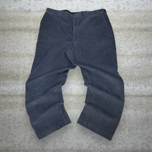 Vintage Corduroy Pants Dark Grey Baggy Wide Leg Fit Farah Flat Front 90s - Picture 2 of 5