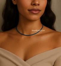 Natural Kyanite Stone Choker Dainty Blue Stone Queen Necklace Birthday Gift